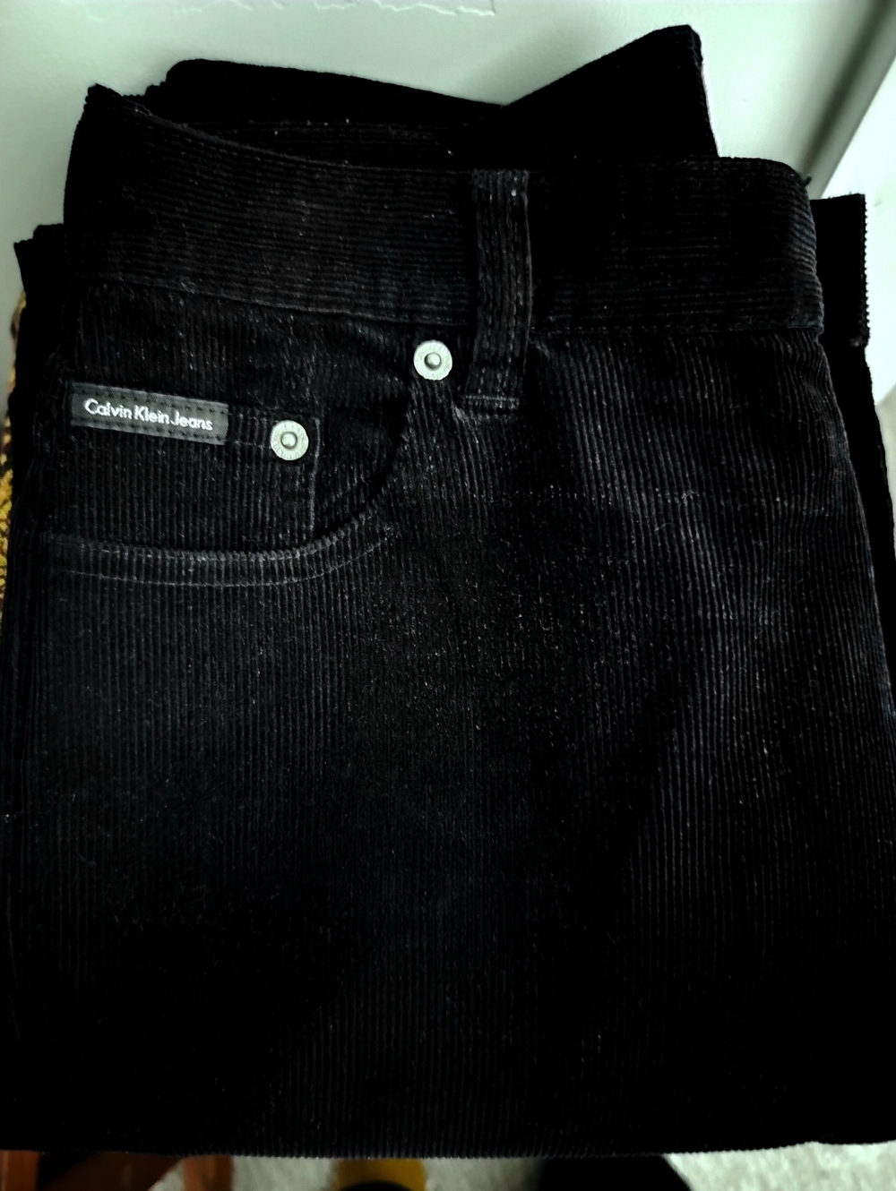 Calvin Klein Women's 16 Jeans Black Corduroy Mini Skirt